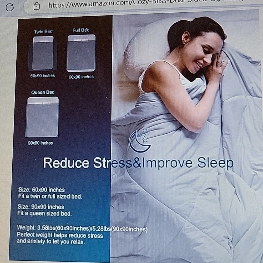 Cozy Bliss dual side cooling comforter gray Twin breathable lightweight New